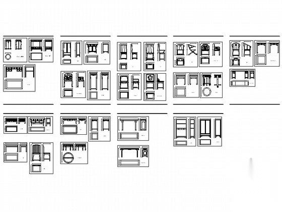明清风格不同家具cad图块