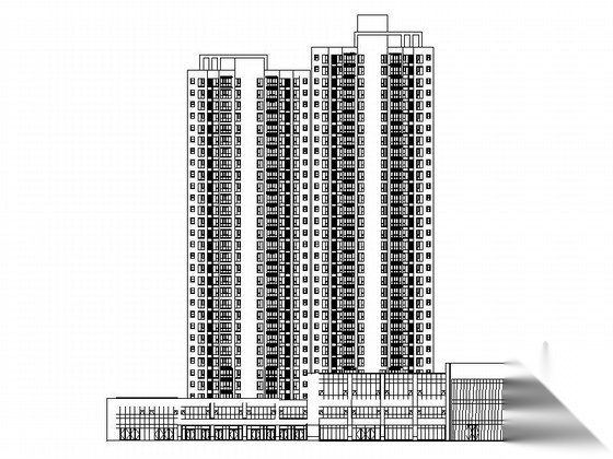 [西安]现代高层住宅带底商建筑施工图