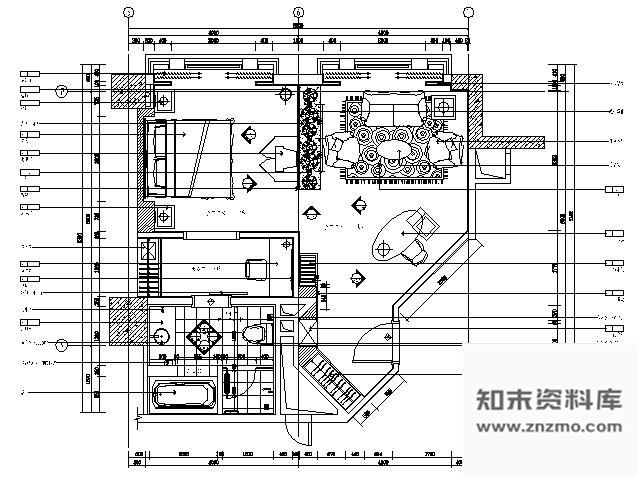 图块/节点五星酒店套房平面图Ⅵ