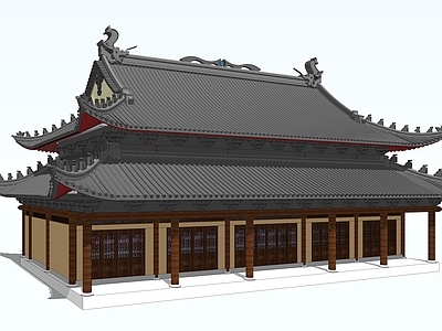 中式古典风格仿古寺庙建筑