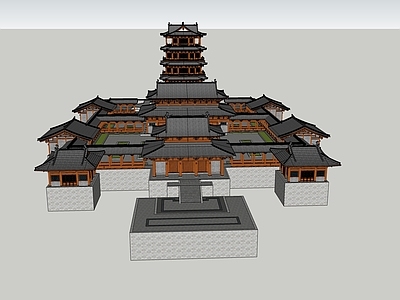 中式仿唐寺庙建筑