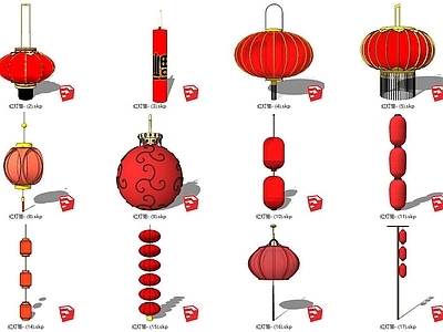 新中式古街春节红灯笼 灯具 景观小品