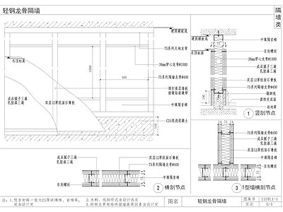 隔墙节点详图大全 墙面通用节点