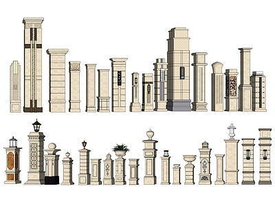 欧式风格门柱组合 庭院大
