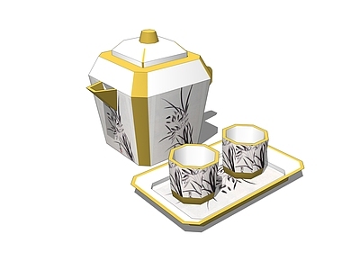 中式风格茶壶茶杯组合 唐风茶具组合摆件 复古茶杯茶壶