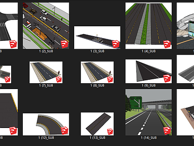 现代风格道路 马路 十字路口