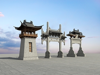 中式牌坊 古建大 汉阙