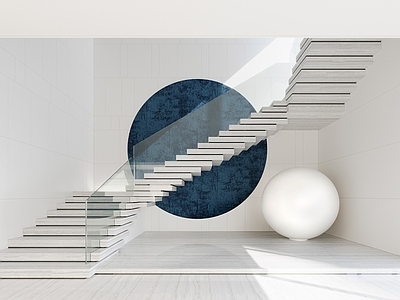 现代楼梯间 背景 雕塑