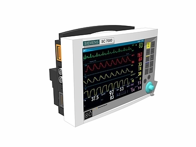 现代风格心跳仪 医用器材 医用电脑 医疗器材 心电图 手术室设备 医院
