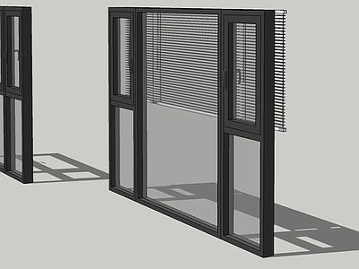 现代风格窗户组合 平开窗 百叶窗 窗把手