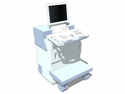 现代风格心跳仪 医用器材 医用电脑 医疗器材 心电图 手术室设备 医院 操作台