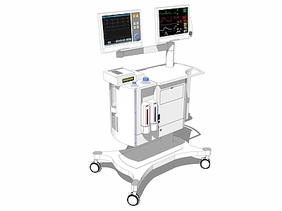 现代风格心跳仪 医用器材 医用电脑 医疗器材 心电图 手术室设备 医院 操作台