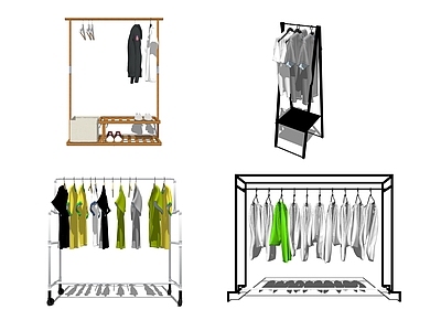 现代风格衣架 室内 挂衣 落地