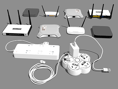 现代风格路由器 插座 插排 插线板 充电器