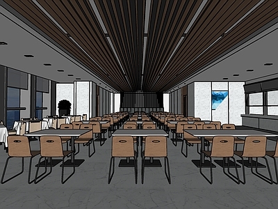 现代风格员工餐厅 员工食堂 学校食堂