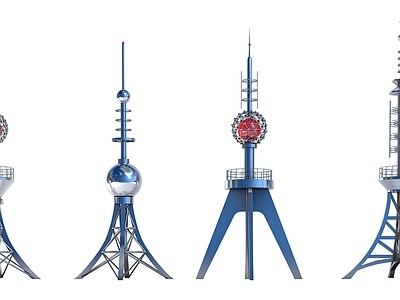 现代信号塔 装饰塔 通讯塔 楼顶避雷塔 电塔 工业设备