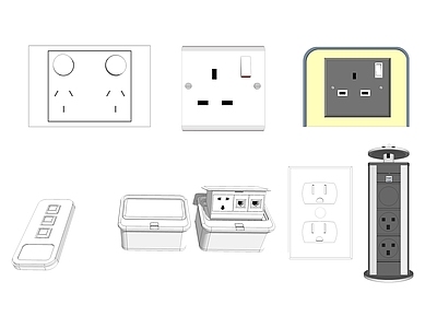 现代风格开关插座 开关面板 墙面开关 墙面插座 宽带插口 插座