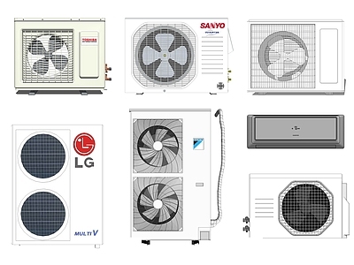 现代风格空调外机 空调排风口出风口 柜式空调外机 家用电器 挂式空调