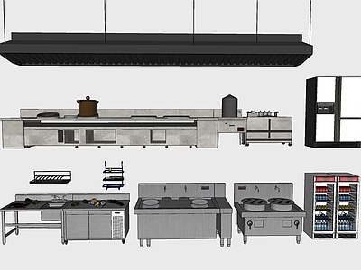 现代风格厨房用品组合 后厨设备