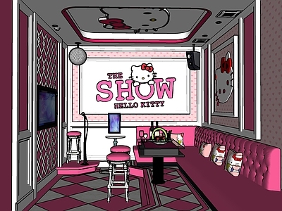 现代风格KTV hello kitty猫主题KTV