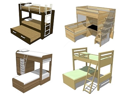 现代风格上下床 儿童高低床铺 双层床铺 儿童房床铺 宿舍床铺 木质床铺