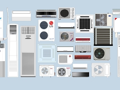 现代风格空调外机 台式空调 电风扇 中央空调 吸顶空调 挂壁空调 挂式空调