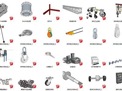 工业风格零件 断路器 波纹管 滑轮 齿轮 轴承 钢板 仪表盒
