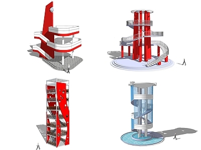 现代风格塔楼 观光塔 观景平台 瞭望塔 眺望台 户外观景平台 景观台 景观塔 园林旅游观景台 公园创意瞭望塔景观小品
