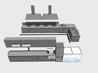 现代风格厨房用品组合 餐厅中央厨房后厨设备 操作台 厨柜