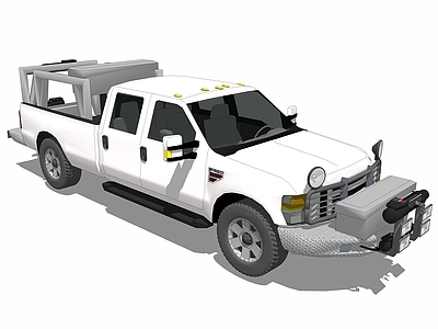现代风格皮卡车 货车 福特轿车 越野车 地皮卡 工程 起重机