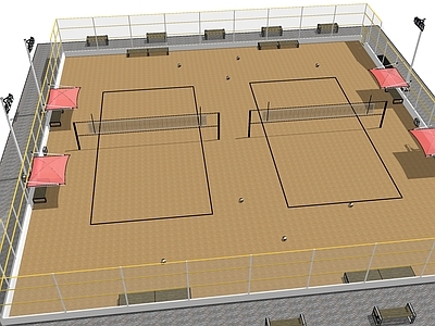 现代风格活动中心沙滩网球场1