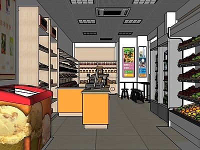 现代风格水果专卖店 便利店 超市 果蔬区