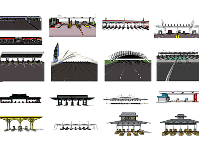 现代风格收费站 公路收费站 高速公路收费站 收费亭