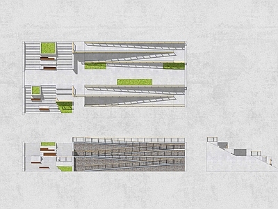 现代风格景观小建筑 台阶 无障碍坡道