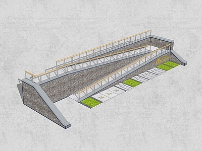 现代风格景观小建筑 无障碍坡道 高差处理