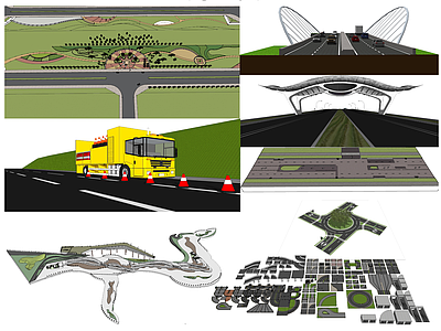 现代风格道路 航空港区 鸟瞰规划 施工