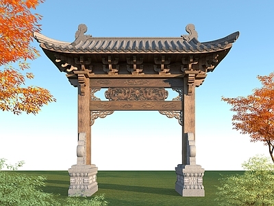 中式木牌坊 古建