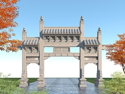 中式石雕牌坊 古建大门