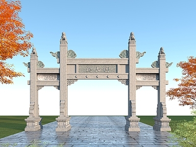 中式石雕牌坊 古建大门