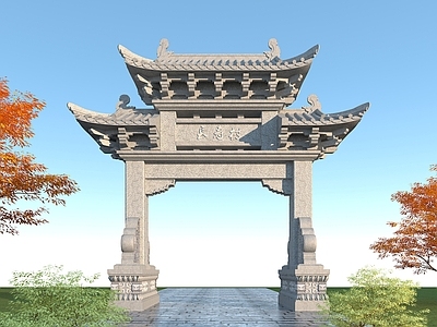 中式石雕牌坊 古建大