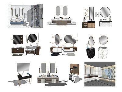 现代风格卫浴小件组合 卫浴镜 卫浴柜