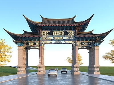 中式牌坊 古建入口大