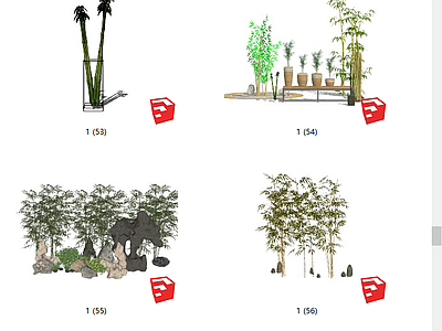 现代风格竹子 园林景观 庭院绿植 盆栽盆景 竹子小品
