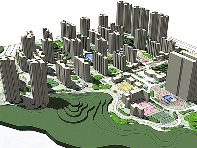 现代风格简模规划 住宅规划 大型小区