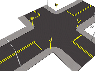 现代风格道路 路口