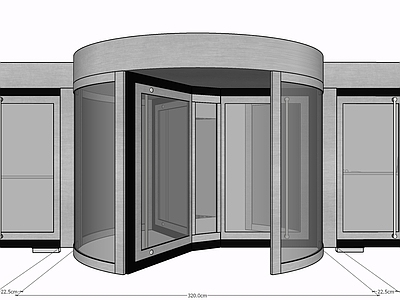 现代风格公司大门 旋转门