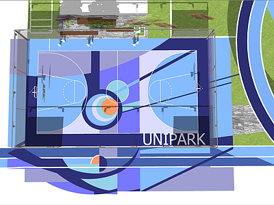 现代风格篮球场