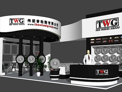 现代风格汽车展厅 车轮商业展览会展展厅