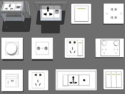 现代开关插座地插组合