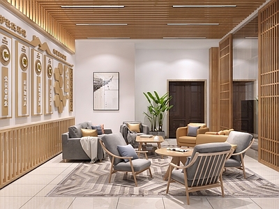 现代社区 活动中心 休闲沙发组合 文化墙 挂画 麻将桌 画板